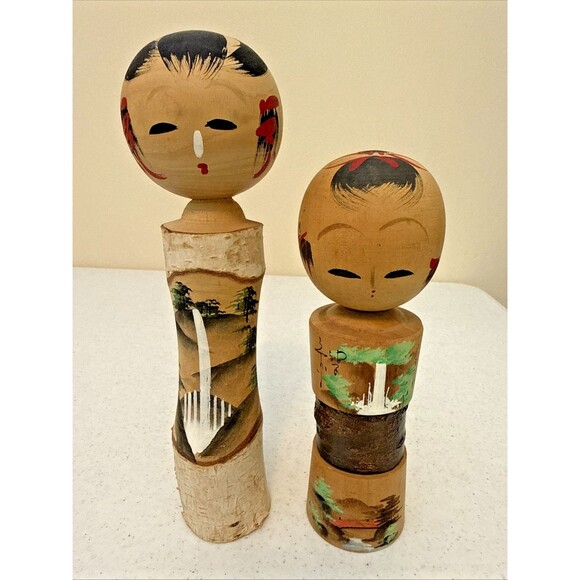 unbranded Other - Vtg RARE Kokeshi Dolls Japanese Wood Handpainted Engraved Artist